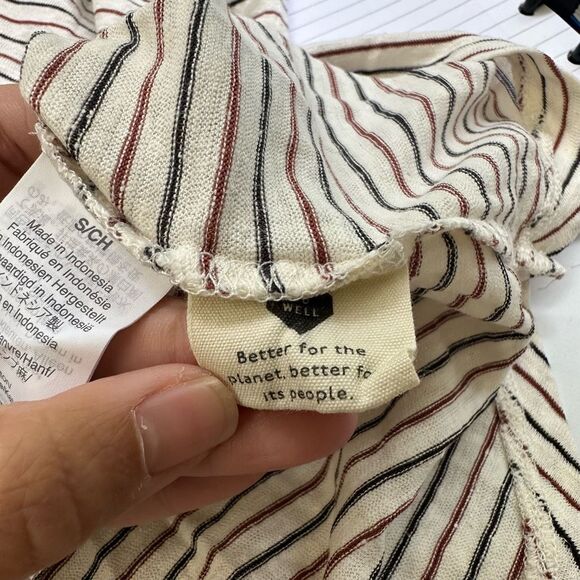 Madewell Hemp Organic Cotton Blend Striped Drapey Tee‎ Crew Neck Small - Picture 7 of 8